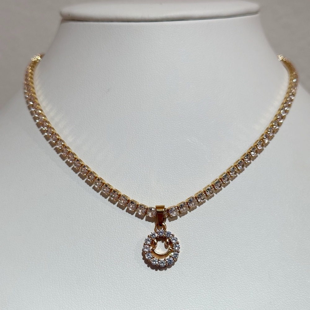 Smiley Tennis Necklace with Crystal Accents